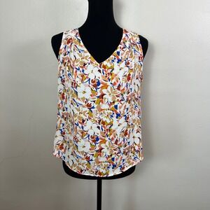Banana Republic Floral Tank Top V-Neck Sleeveless Casual Blouse Petite S